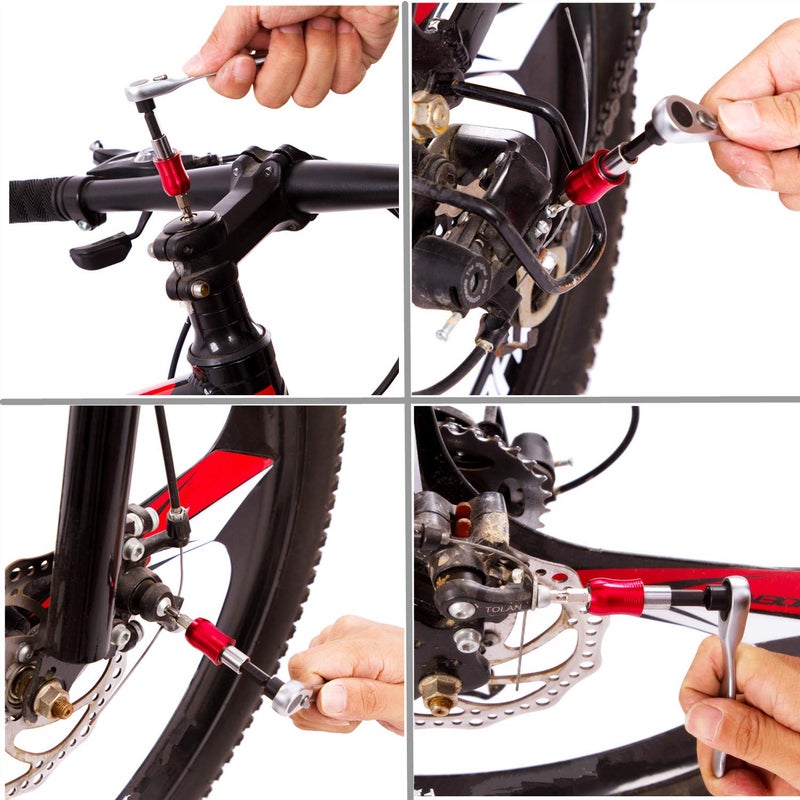 YBEKI Bike Repair Tool Kit Set - Bicycle Multi-Tool Kit with Ratchet Reversible Tool & 10 Tool bits, Bone Wrench, Bike Portable Tool Bag. 6 Month Warranty (Ratchet Tool + tire Tool) - Image 5